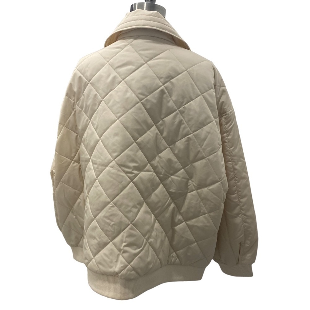 Women's Plus Size Nylon Quilted Bomber Jacket - Wild Fable Off-White Size 1X - Picture 7 of 11